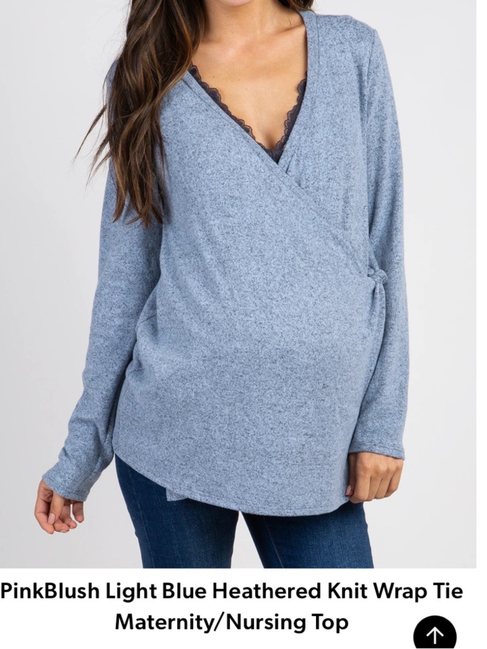 Pinkblush Light Blue Heathered Wrap Tie Maternity Nursing Top
